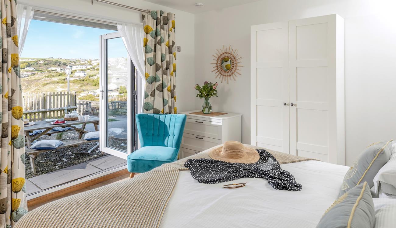 Bedroom 2 has a sea-facing terrace and beautiful views across the valley.