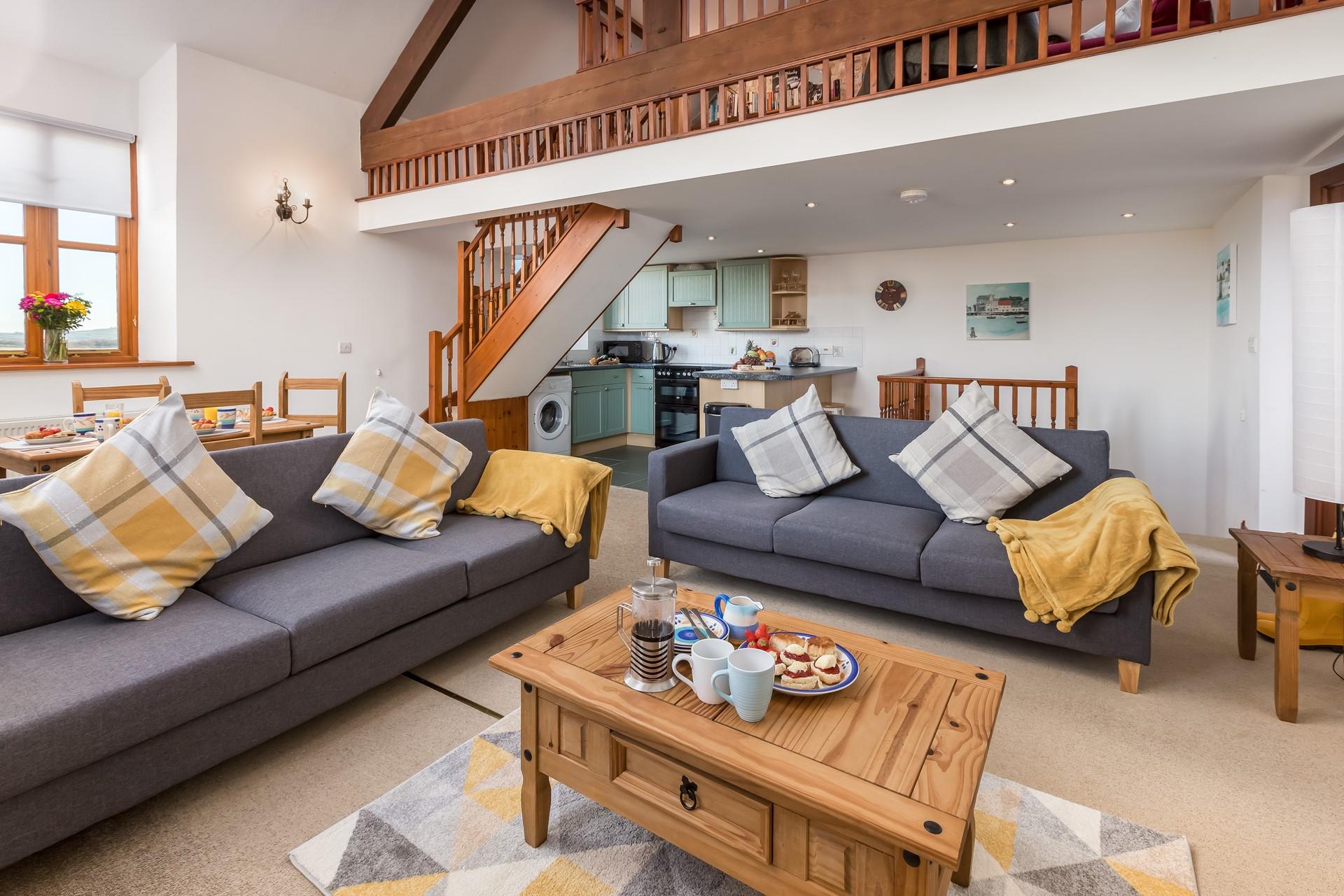 The fabulous living area provides ample space for all to relax and unwind together.