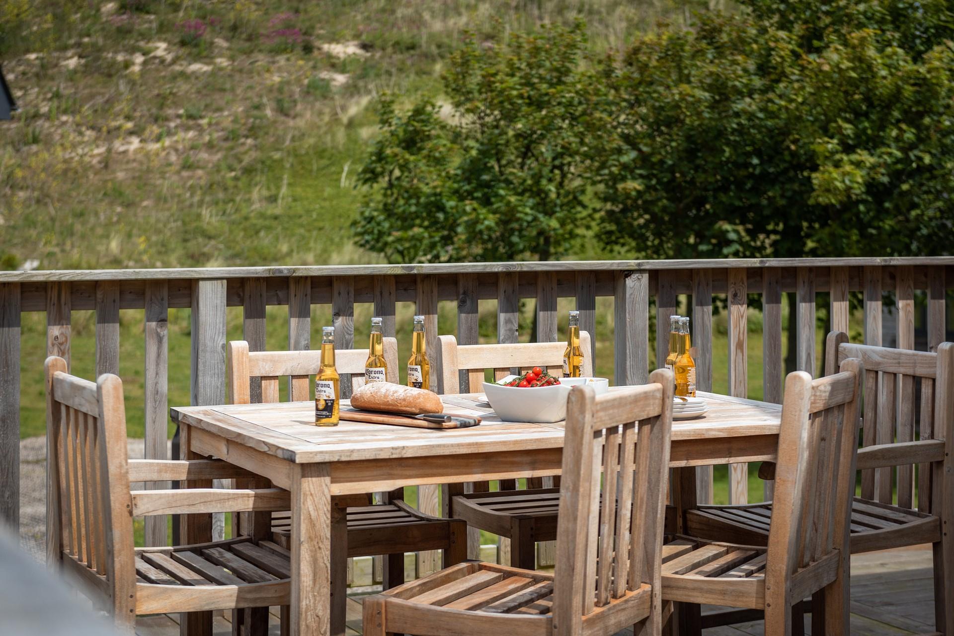 Nestled in the dunes, you may be lucky to see some rabbits hopping by while you enjoy a bite to eat on the decking.