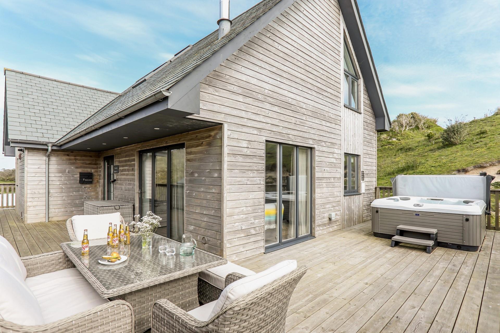 The lodge is tucked away in the dunes a short walk away from Hayle's three miles of golden sand.