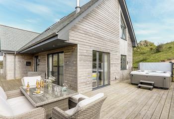The lodge is tucked away in the dunes a short walk away from Hayle's three miles of golden sand.