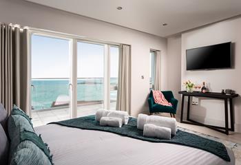 Wake up in the morning to the view across Fistral beach and the north coast beyond. 