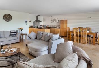 The living area is super spacious, perfect for enjoying delicious family mealtimes.