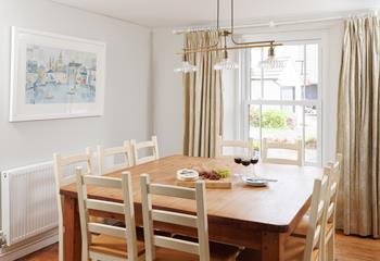 The dining room is a lovely space for spending some quality time with the whole family.