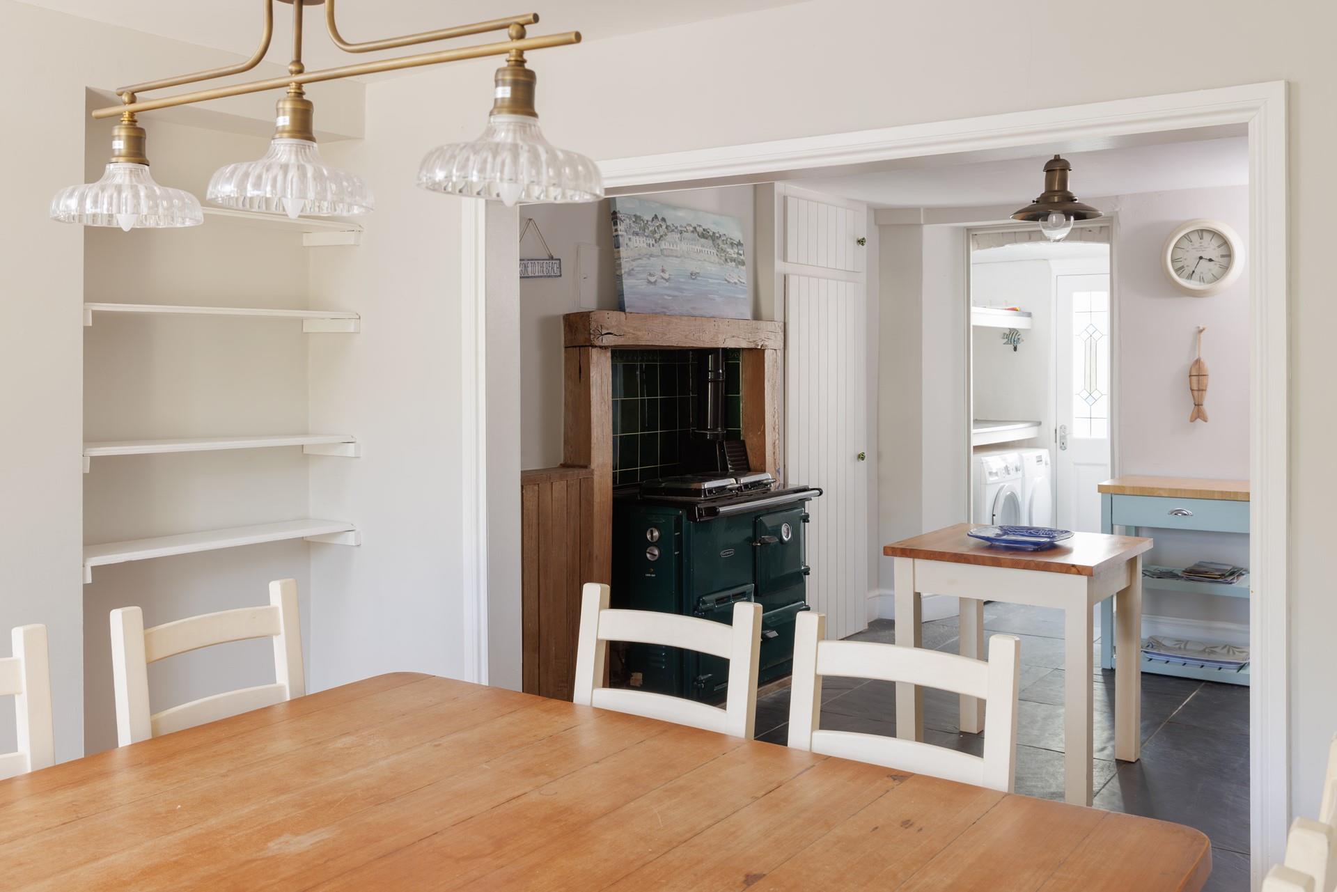 The traditional kitchen features a decorative Aga.