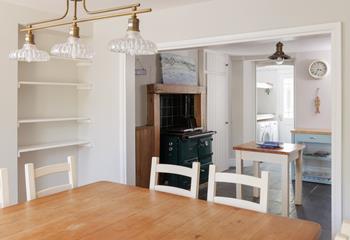 The traditional kitchen features a decorative Aga.