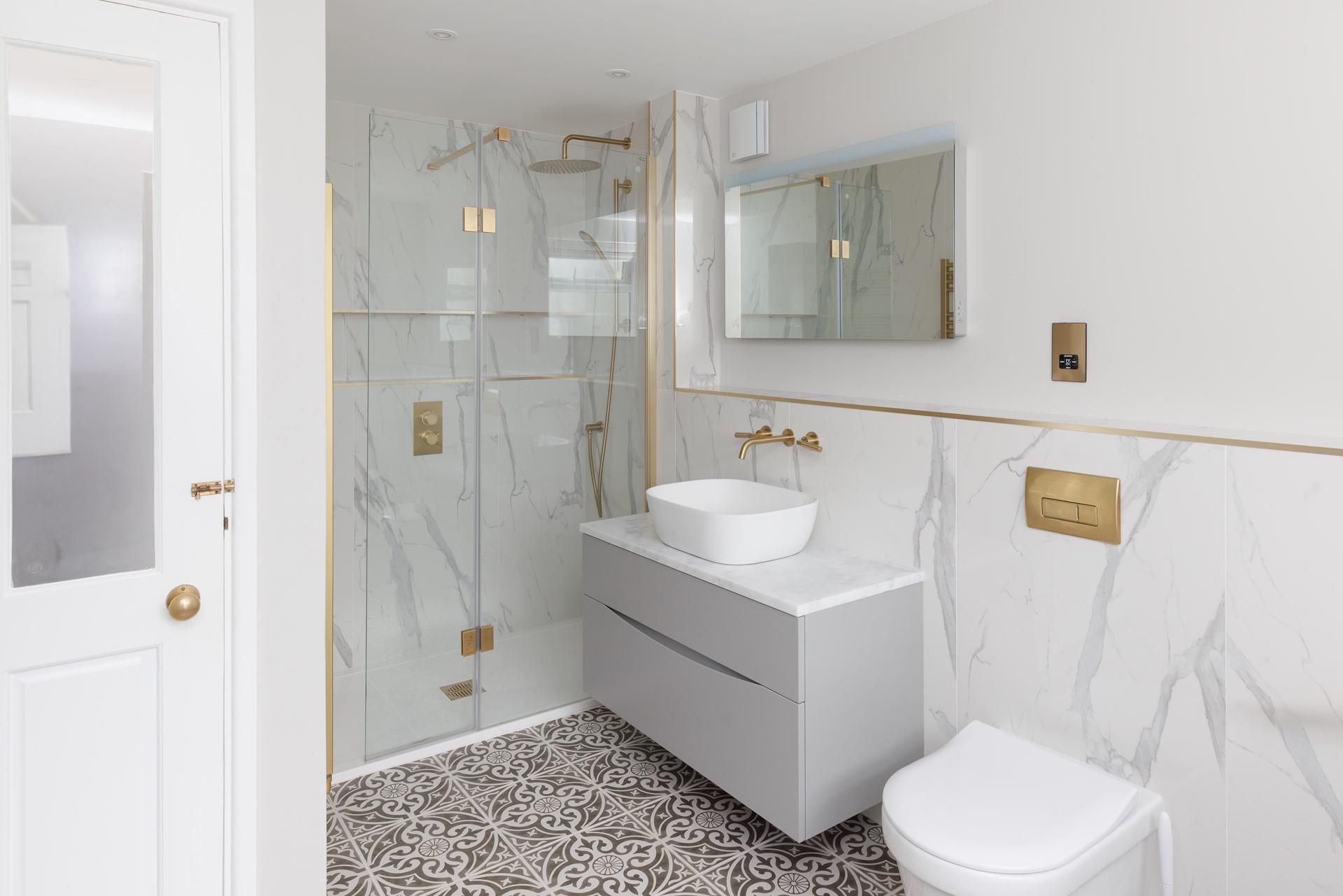 The bathroom is modern and stylish.