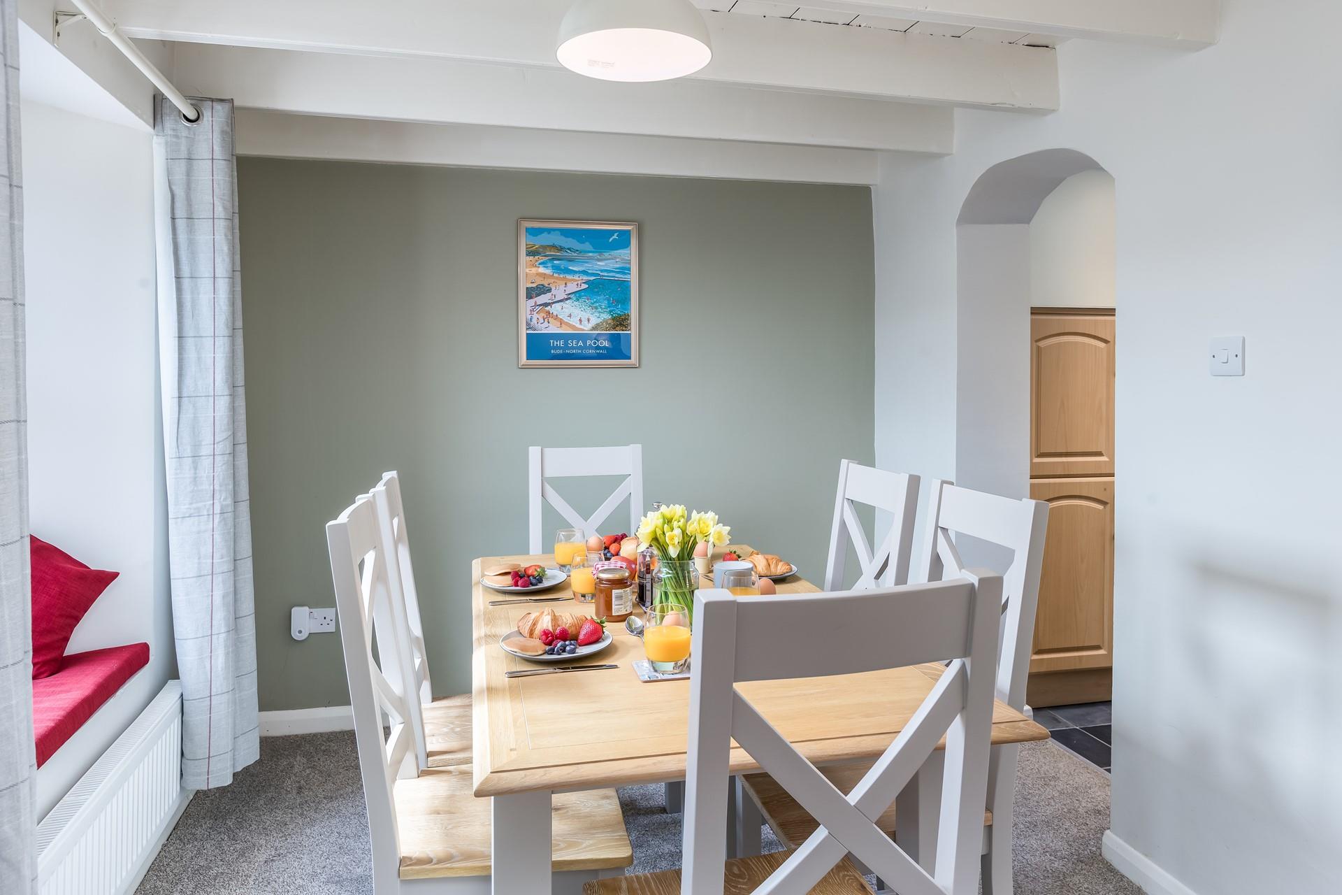 Start the day with warm pastries and fresh fruit.