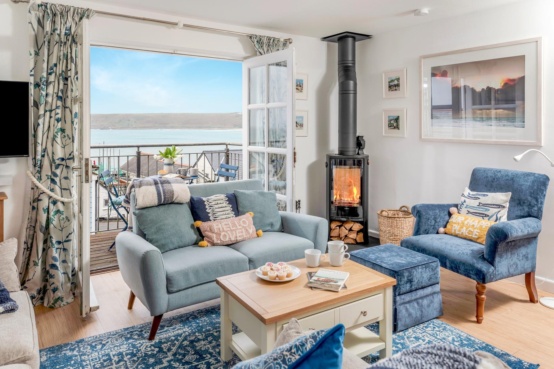 Snuggle up in front of the woodburner on chilly evenings.