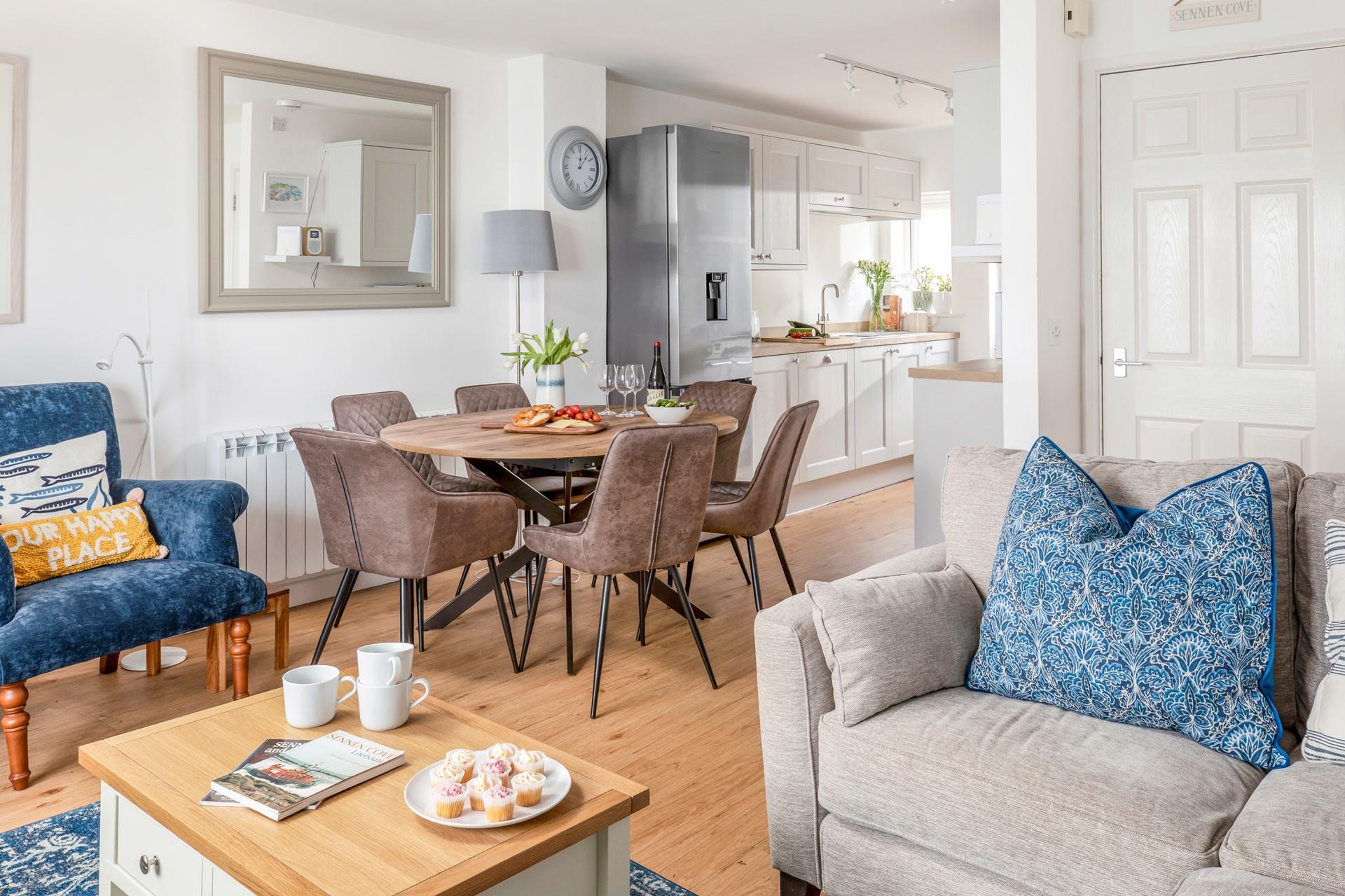 The open plan living space is stylishly decorated.