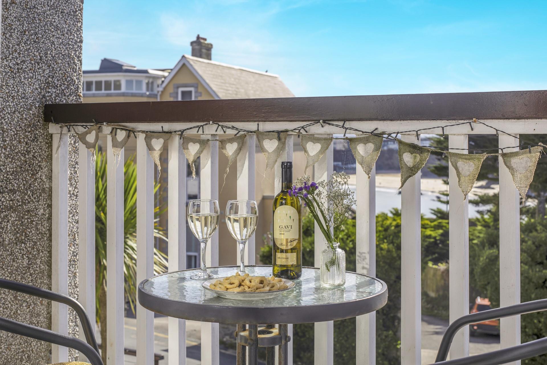 What better way to end the day than with a glass of wine on the balcony, watching the waves in the distance.