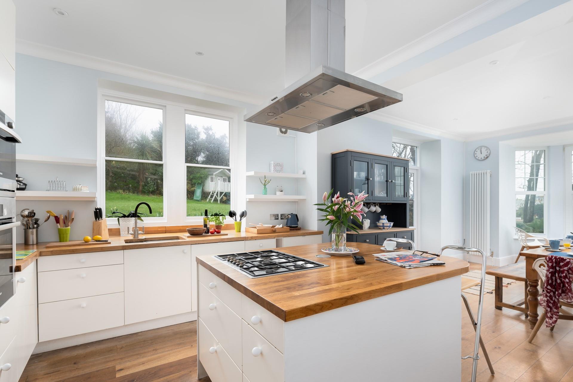 The large windows and patio doors provide lots of light throughout. 