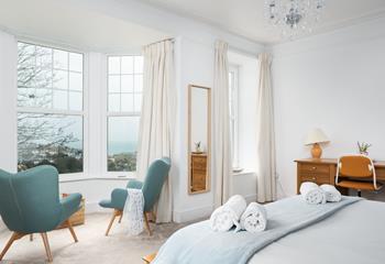 Bedroom 2 has large bay windows with incredible views to wake up to each morning. 