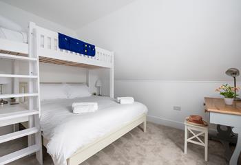 The single bunk bed in bedroom 4 was custom made to fit perfectly above the king size bed, ideal for a family sharing. 