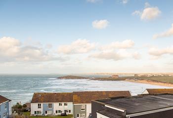 Gaze across the rooftops towards Fistral beach and the stretch of north coast beyond. 