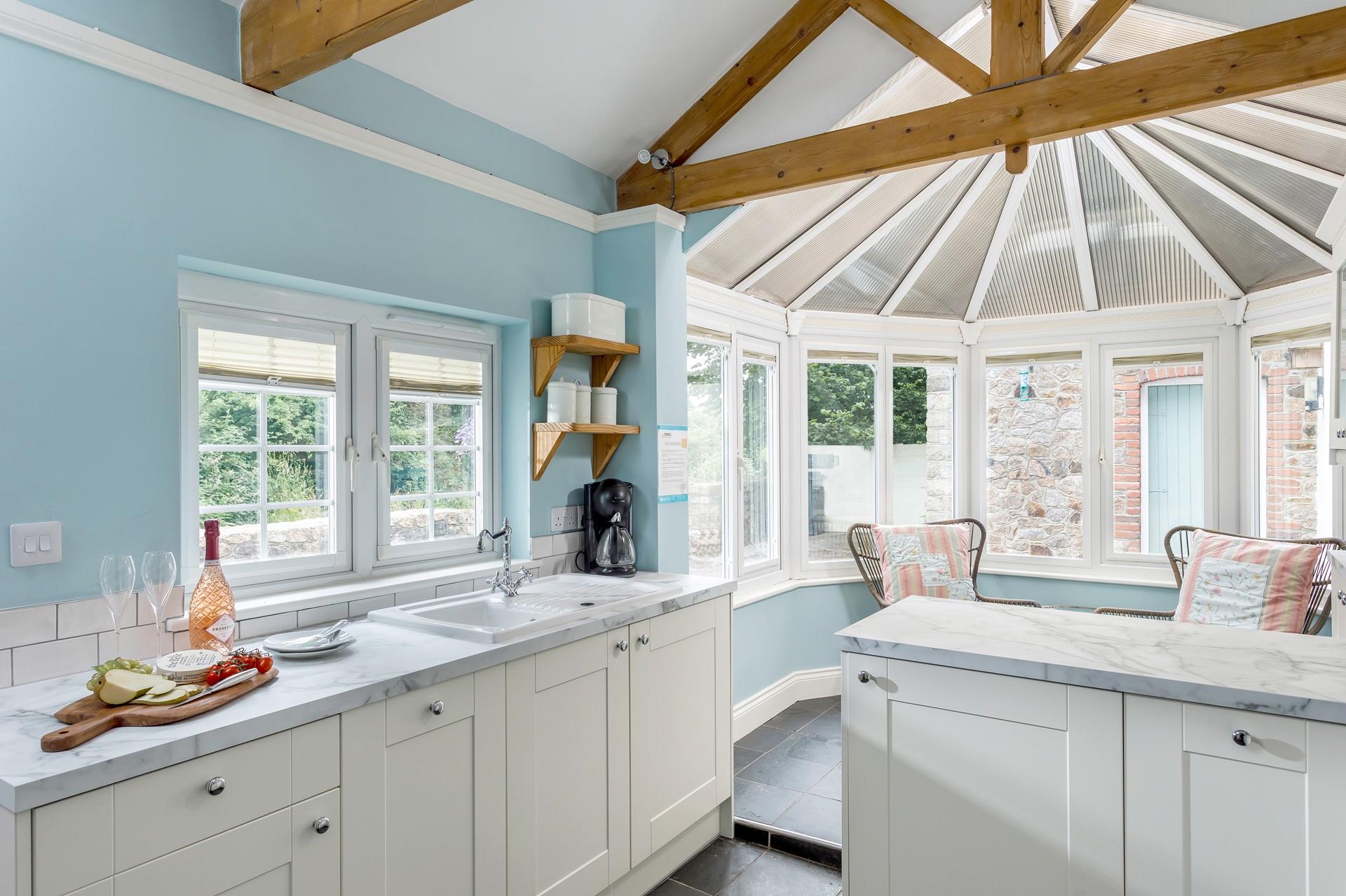 The stunning kitchen is sure to delight any budding chef!