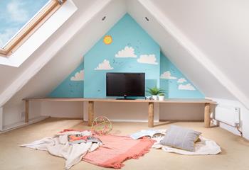 The snug area with its colourful design and separate TV is ideal for children to play on rainy days.
