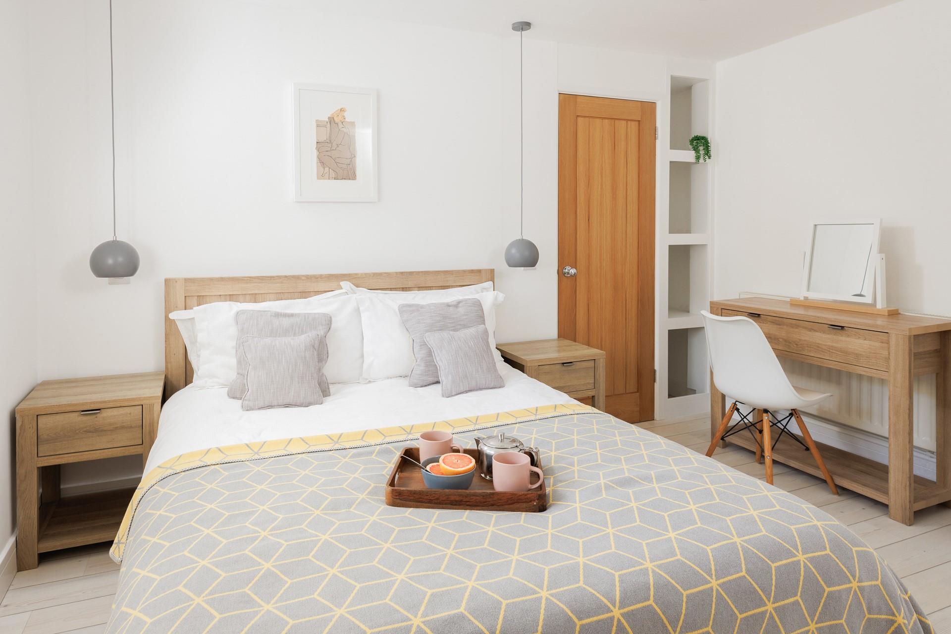 Sink into the deep king size mattress for a restful sleep.