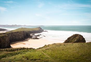 Watch the sun go down over Porth beach from your balcony.