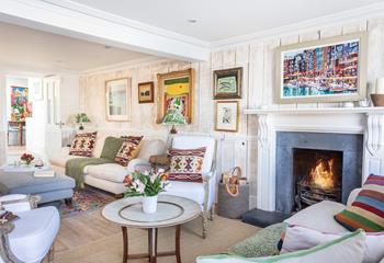 Light the fire and snuggle up on the cosy sofa.