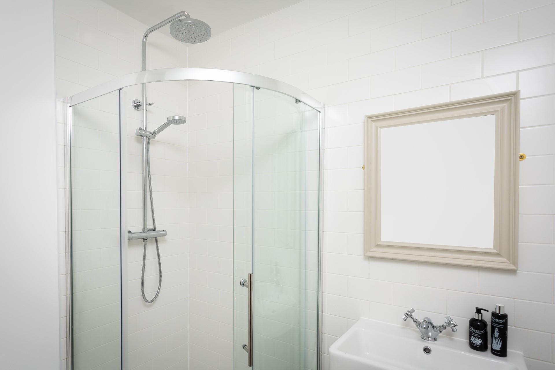 Start your morning with an invigorating shower in the modern bathroom.