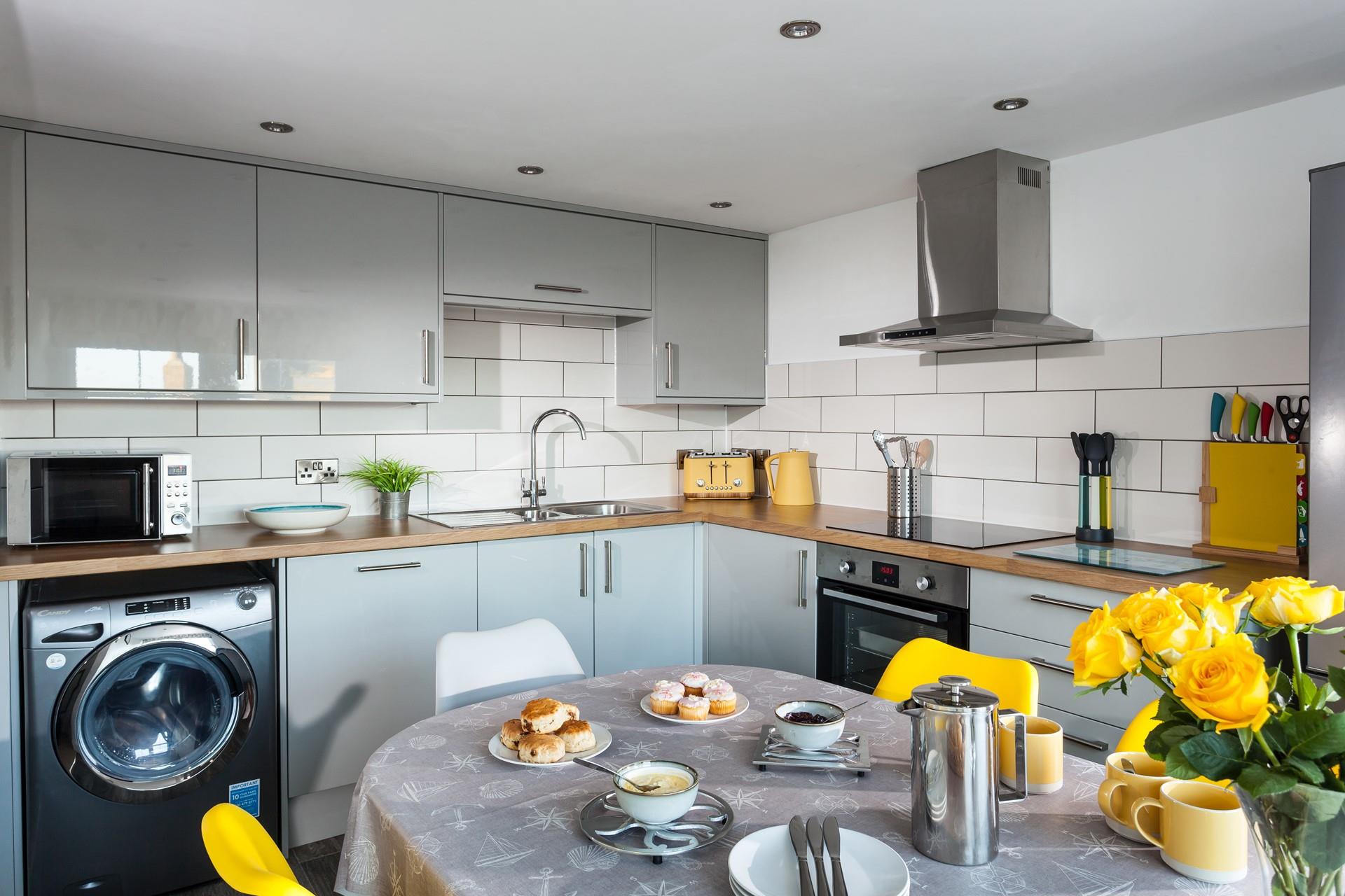 The kitchen is well-equipped for all your cooking needs.