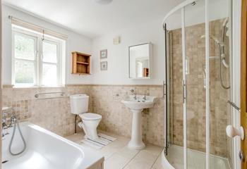 The family bathroom has a free standing bath, separate shower cubicle and is on the first floor. 