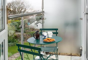 Enjoy a lazy morning cup of coffee on the balcony overlooking Carbis Bay. 