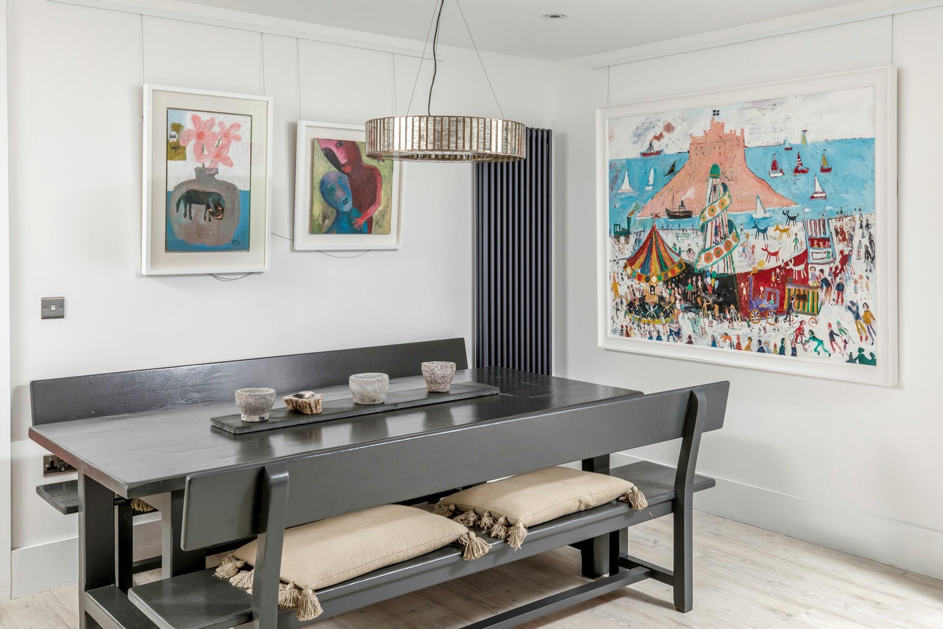 There is plenty of space around the dining table for fine dining.