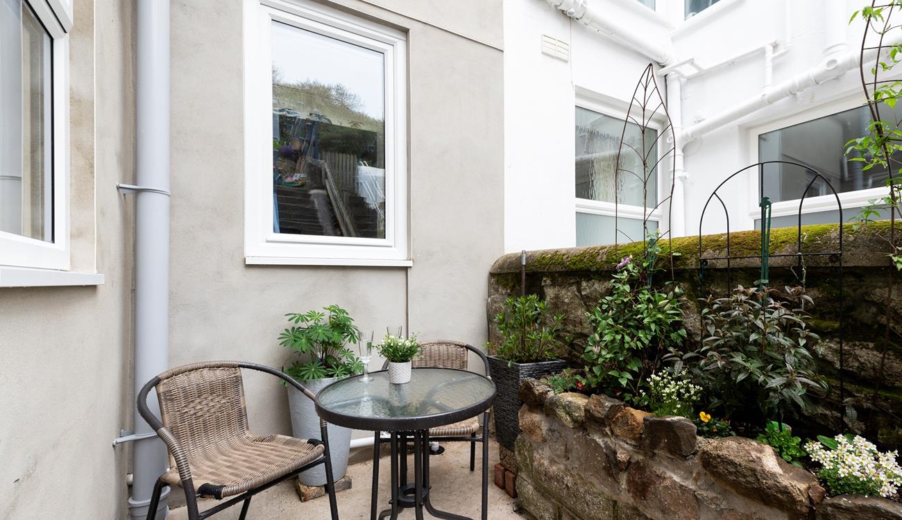The rear courtyard is perfect mid-morning and is a real sun trap. 