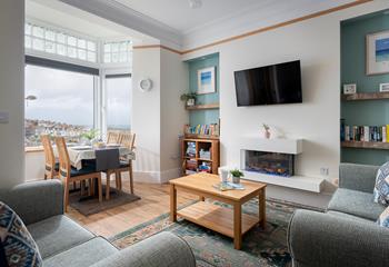 The calming sitting room is perfect for a small family to relax in, no matter what time of day. 