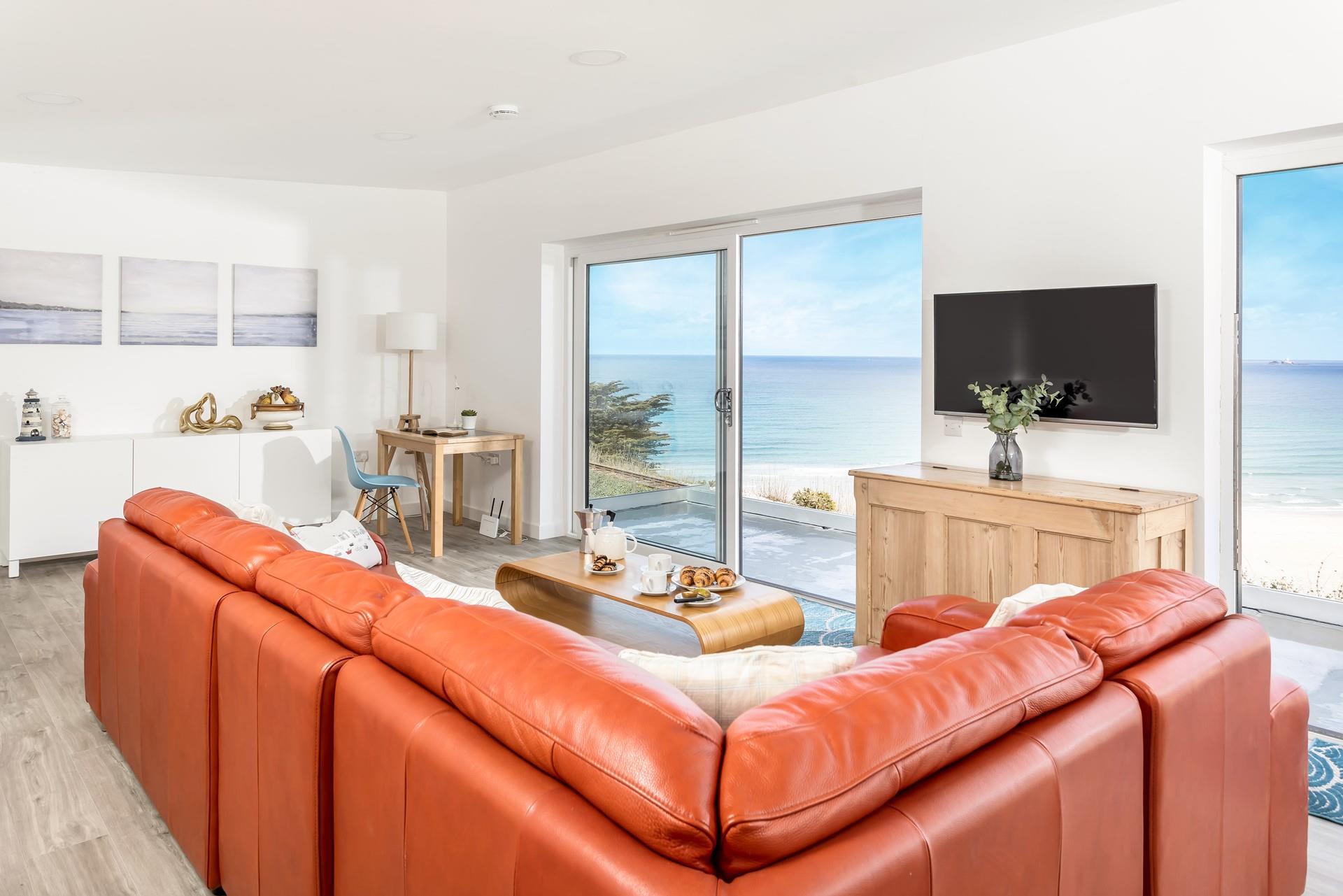 Sink into the sofa and relax in the evening watching the sun come down out the large patio doors.