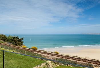Alongside the garden runs the St Ives Branch Line, one of Britain's most exquisite train journeys!