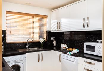 The modern kitchen is beautifully finished.