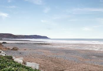 Widemouth Bay beach is just a few minutes walk from St Padarn, perfect for surfing and swimming.