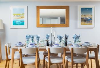 We love the Bude-inspired artwork on the walls of the dining area.