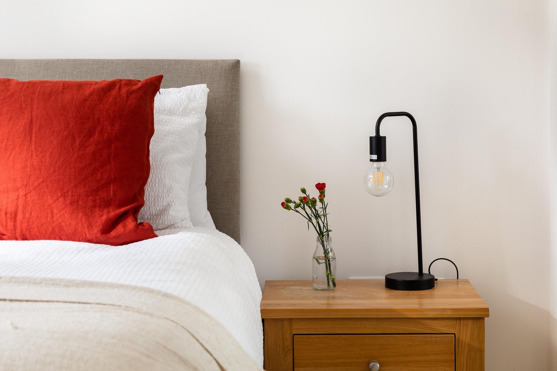 We love these unique bedside lamps. 