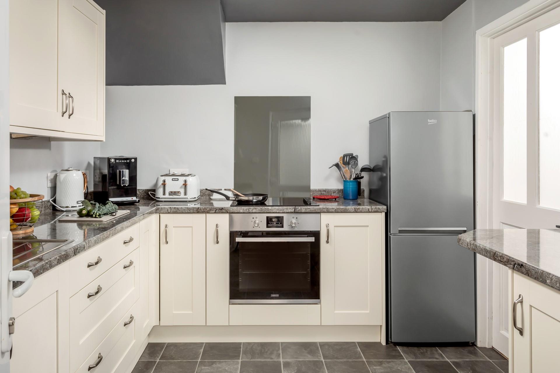 There's plenty of room for the whole party in the spacious kitchen. 