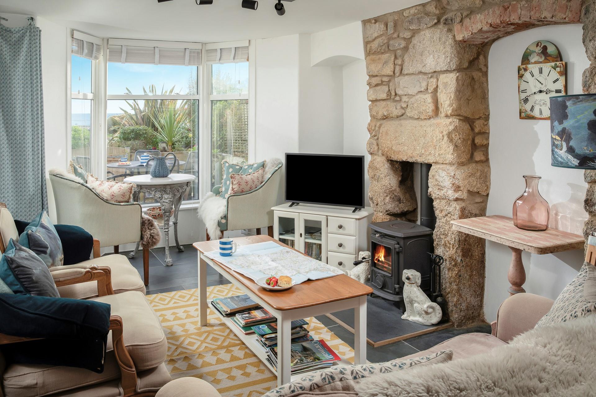 Cosy up in front of the woodburner on chilly winter evenings.