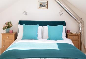 Second-floor bedroom with en-suite, beautiful views from the Velux windows.