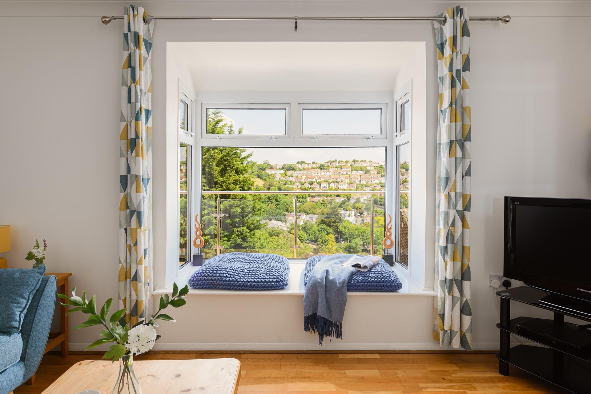 The large window offers fantastic views across Mevagissey. 