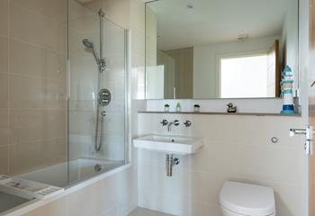 Sink into the bath in the family bathroom after a busy day exploring St Ives. 