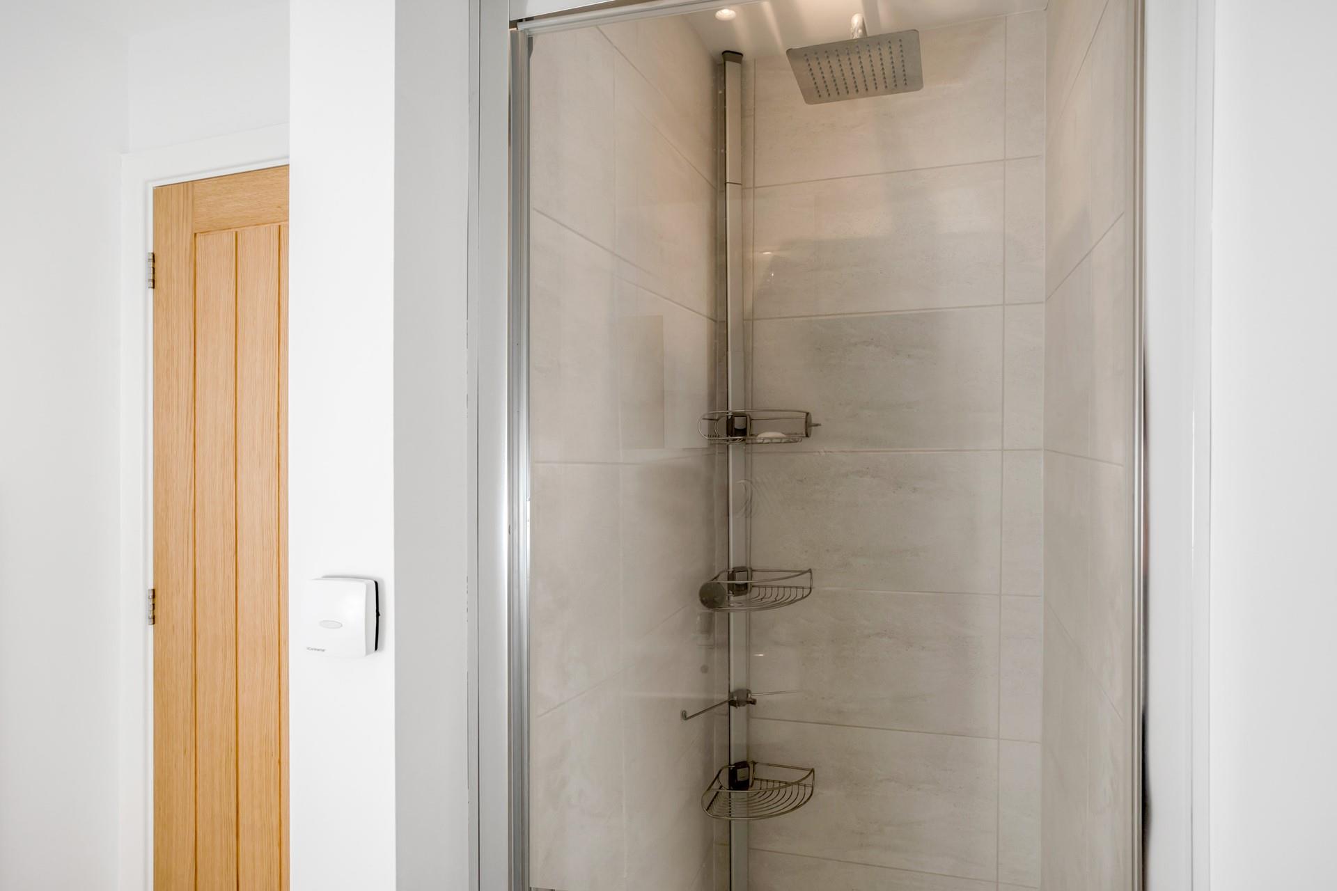 Start your day with a hot shower under the rainfall shower.