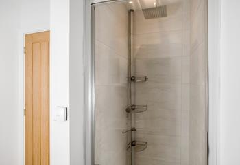 Start your day with a hot shower under the rainfall shower.