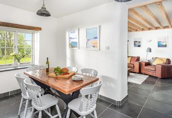 The dining area is the perfect space to enjoy dinner together after a long countryside walk.