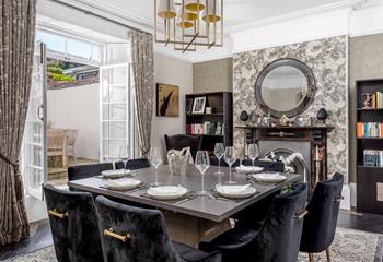 The large dining area is perfect for hosting a dinner party surrounded by your nearest and dearest.