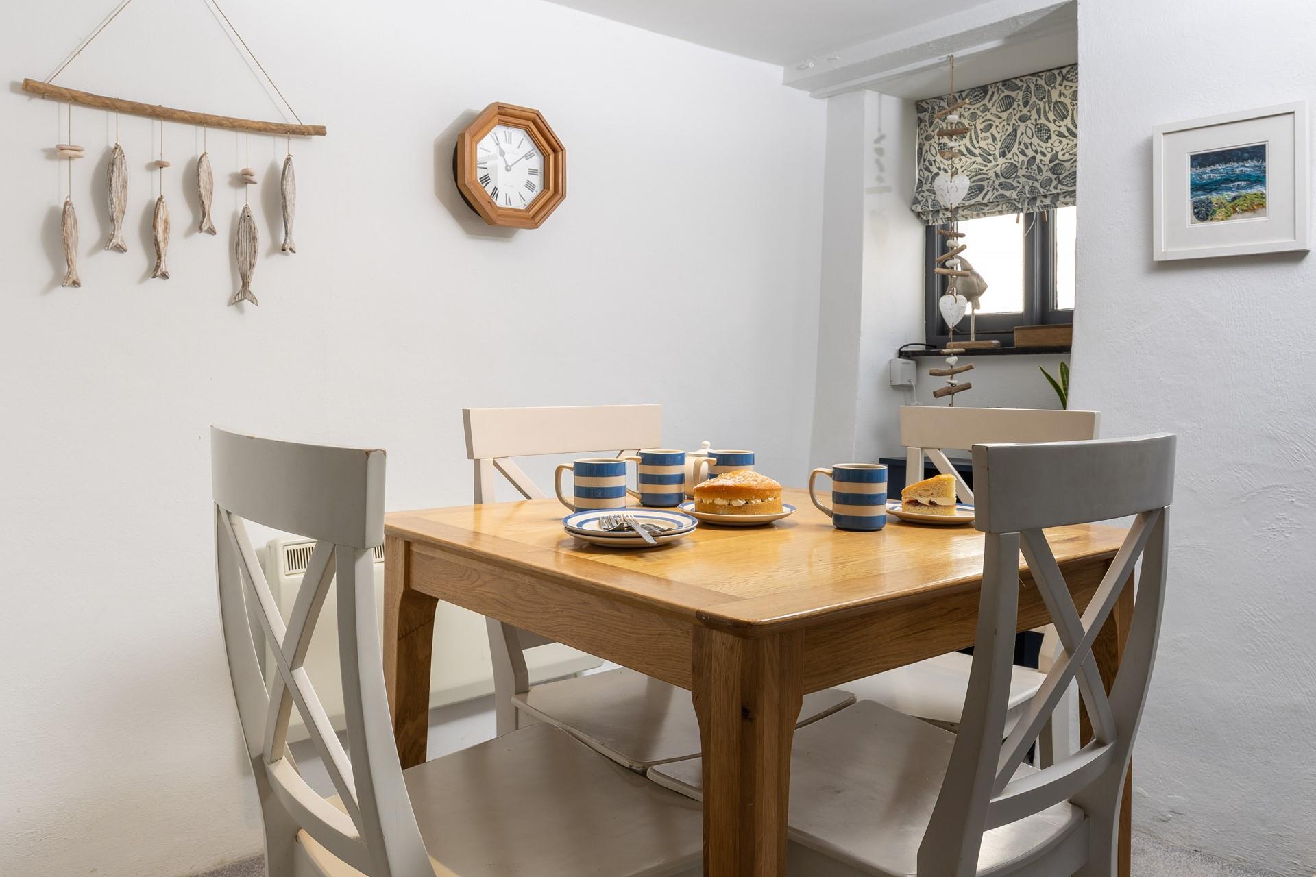 Coastal décor reflects the property's proximity to the sea. 