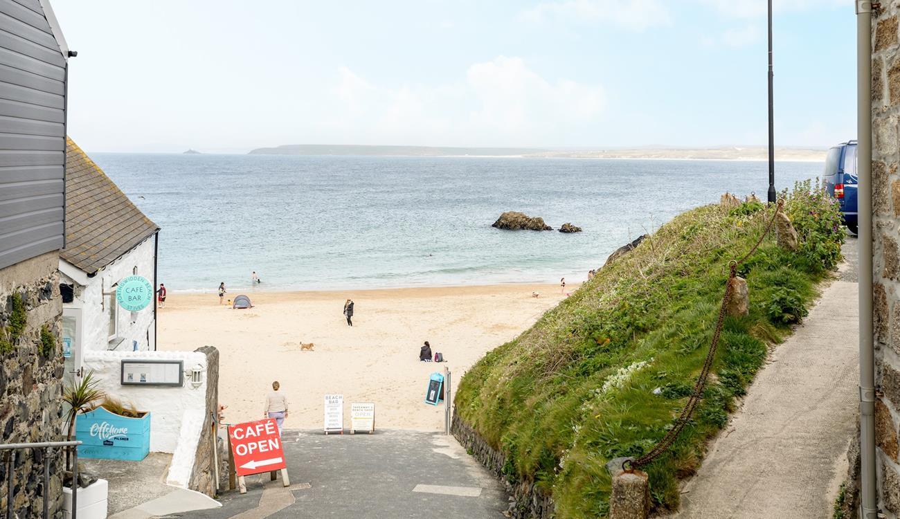 Step out the door and you're practically on the sand of Porthgwidden beach!