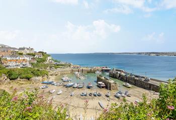 This view is from the rear terrace, where you can watch the boats come and go with their catch of the day.