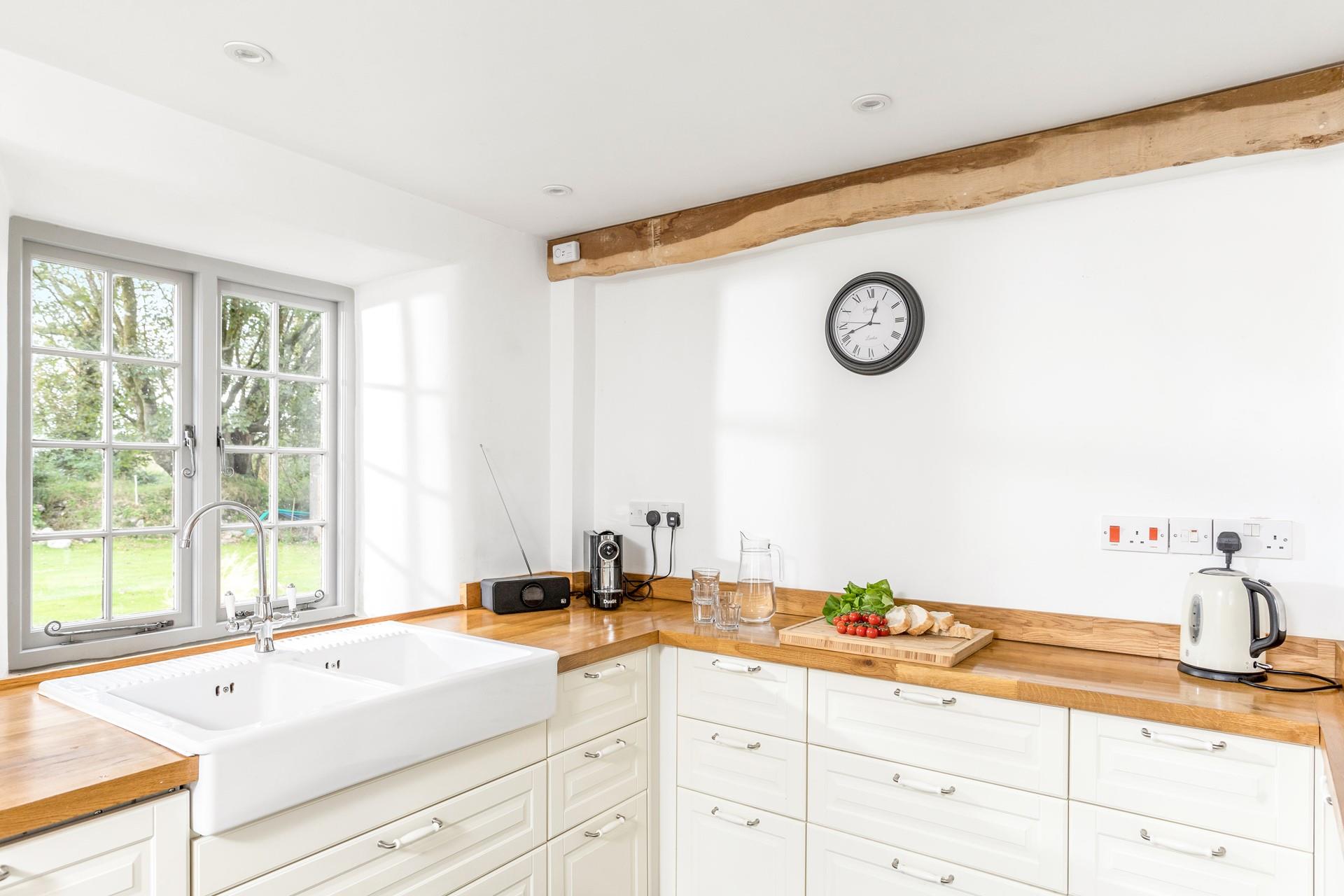 The kitchen is fully equipped for cooking wholesome meals.